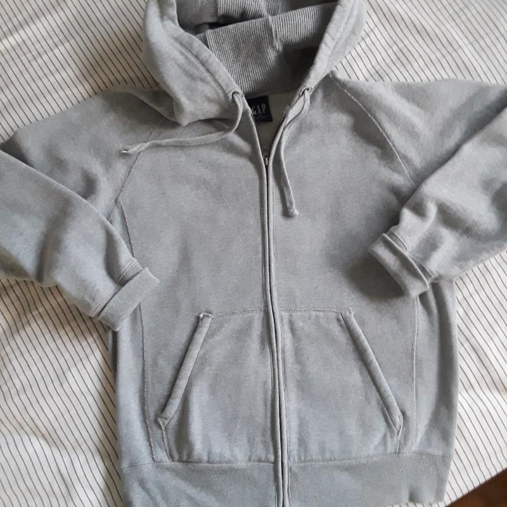 GAP full zip lt. gray hooded sweatshirt, sz S